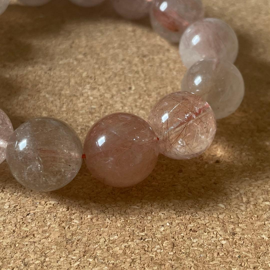 【大玉】レッドルチルクォーツ 15㎜ ブレスレット 17㎝ 天然石 新春セール中