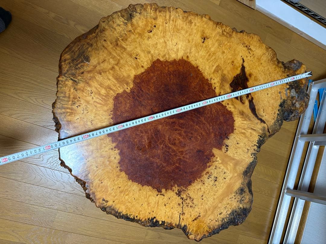 ナチュラルウッド座卓 直径約100cm トチ？