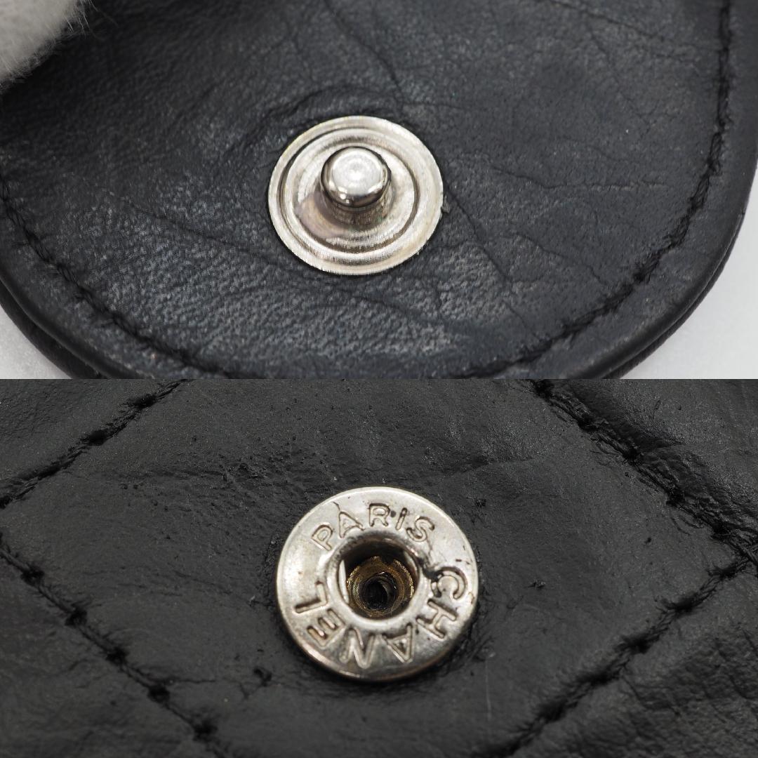 CHANEL シャネル カンボンライン コンパクト がま口 二つ折り財布 黒×黒