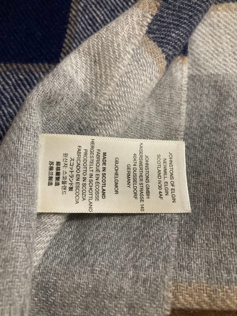 新品Johnstons of Elgin チェック柄 薄手大判　カシミヤ