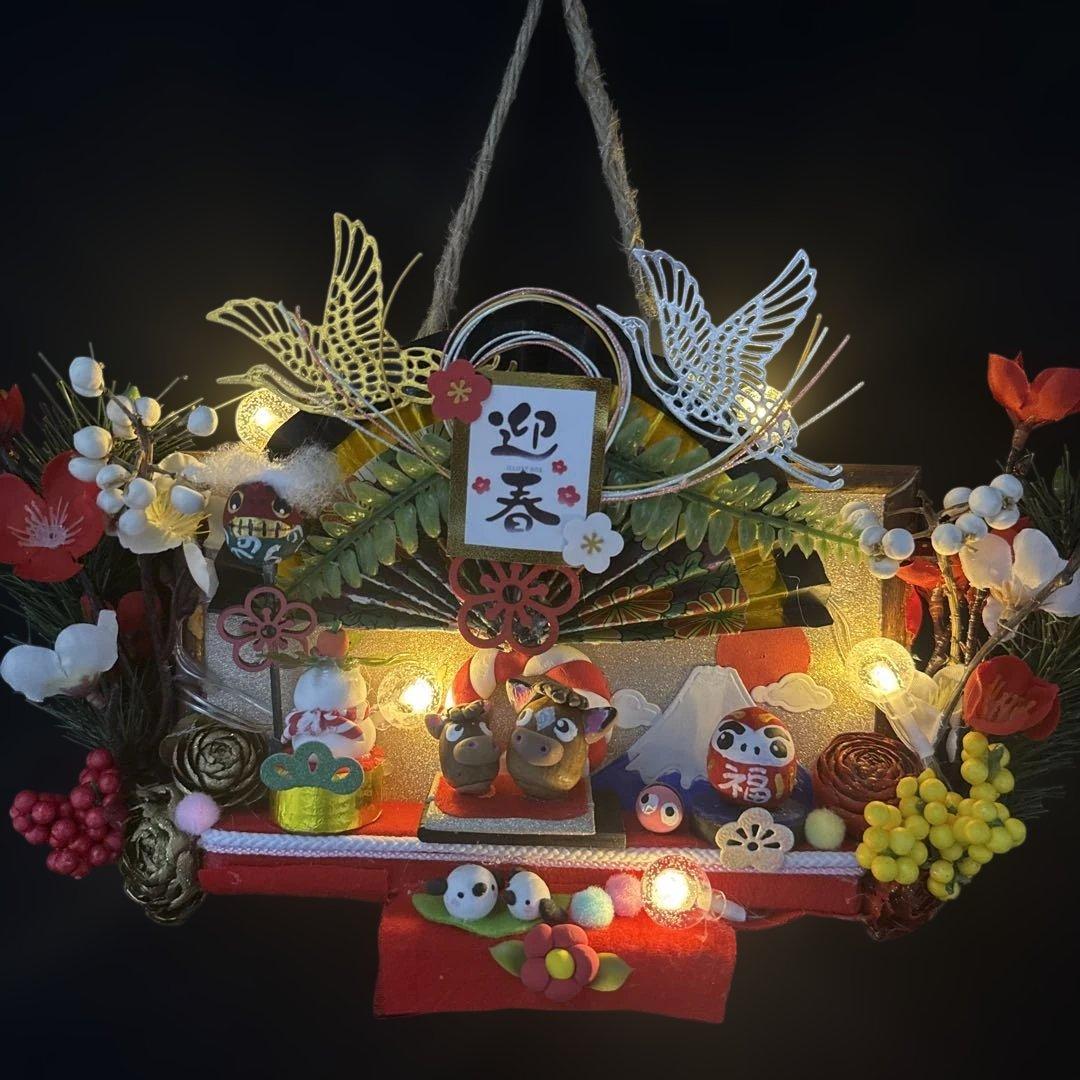 どんぐりアート♡2026年度お正月タペストリー風リース＆初春リース♡