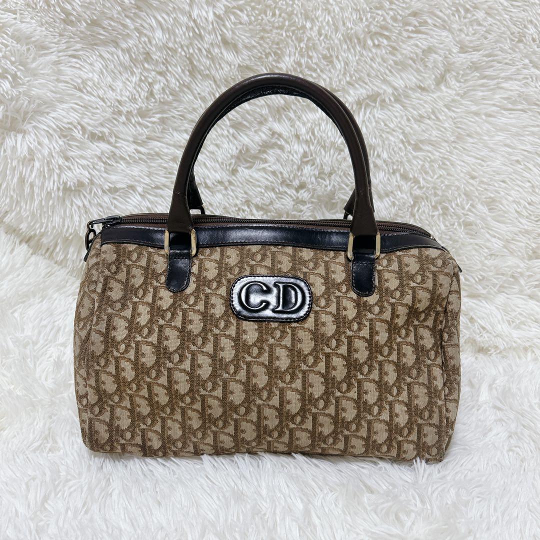 クリスチャンディオール ハンドバッグ ミニボストン トロッター ブラウンCDロゴ