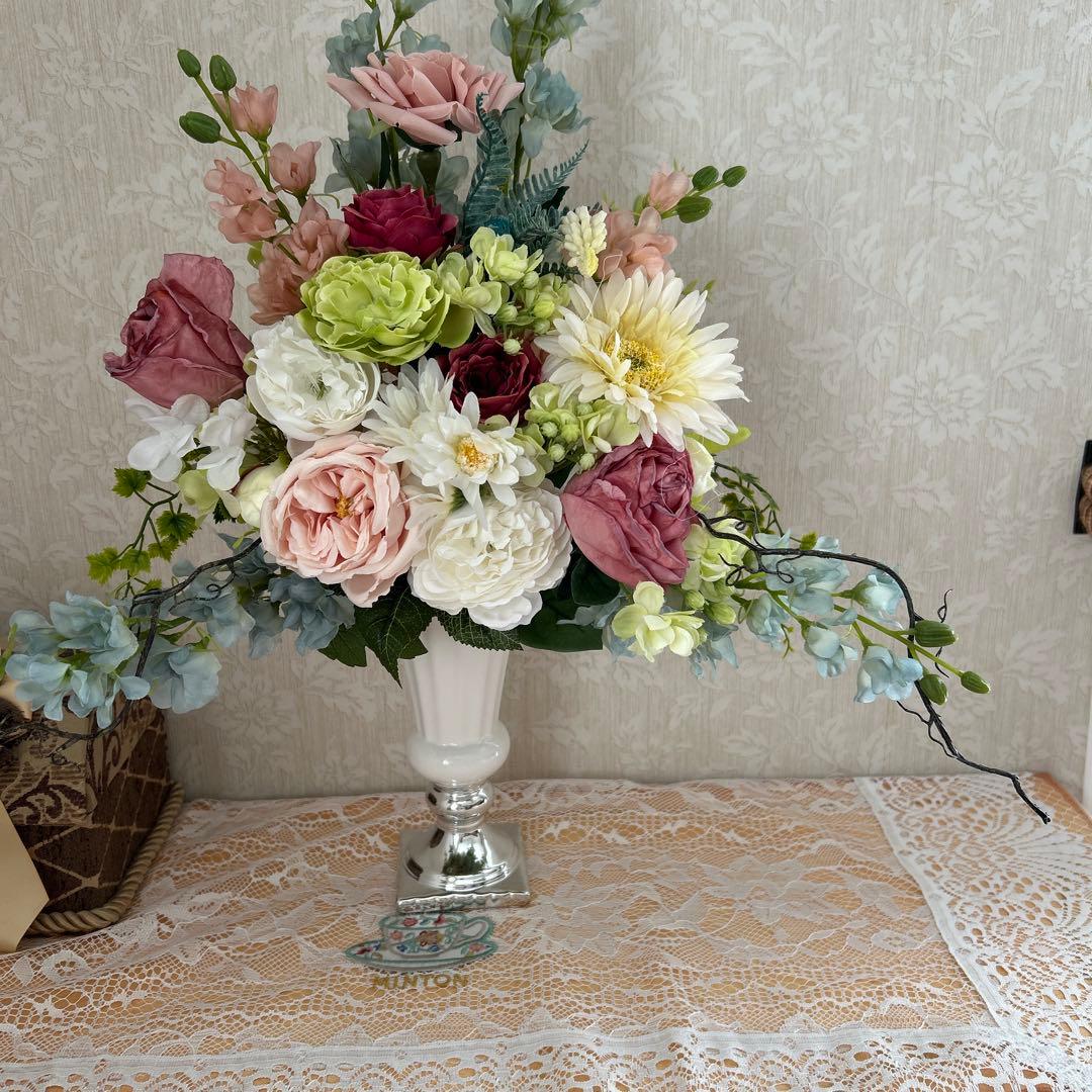 アーティフィシャルフラワー 造花アレンジメント CLAYフラワーベース付き