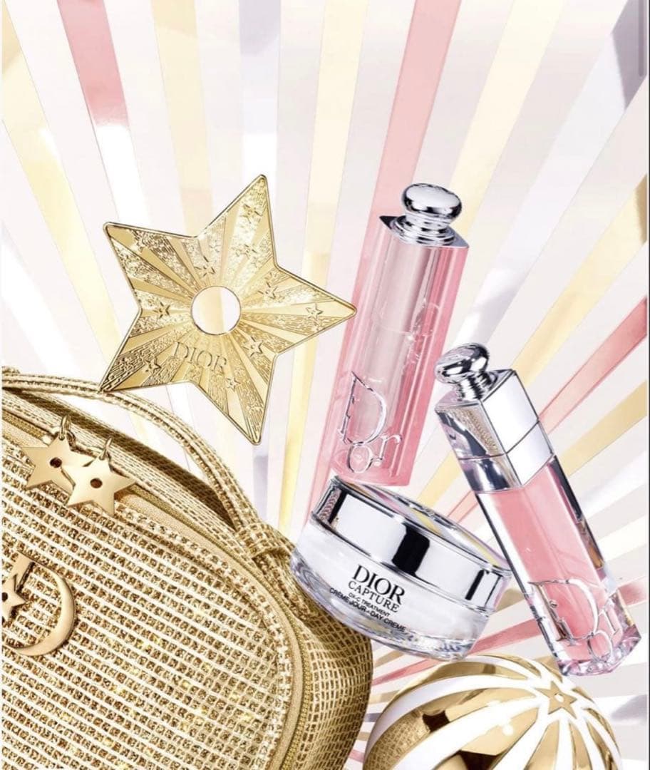 【新品】ディオール dior 2025ホリデーオファーリップ　ポーチ　クリーム