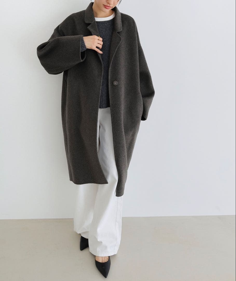 未使用 evernavy リバーロングコクーンコート チャコールグレー MT