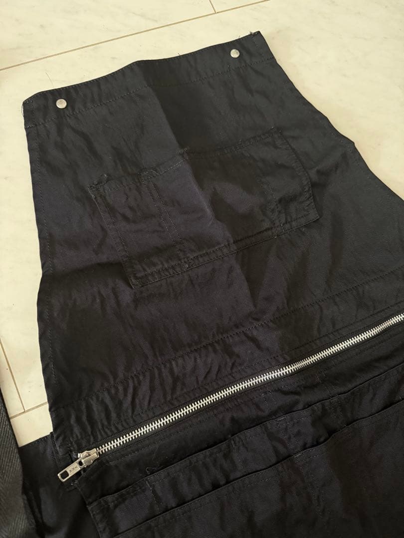 pockets Long black nylon chino 美容師　エプロン
