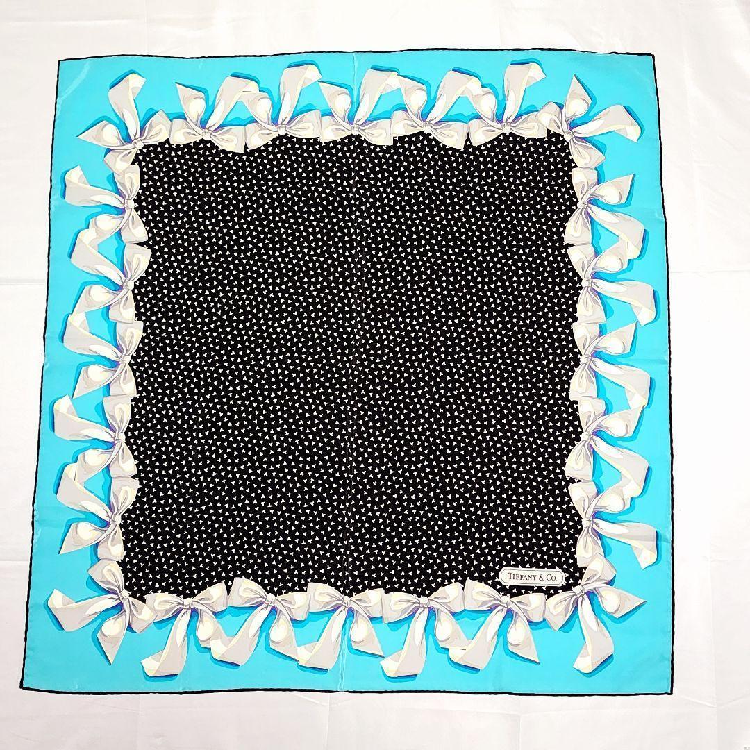 ☆Tiffany & Co.☆ スカーフ 大判 リボン Tロゴ スカイブルー