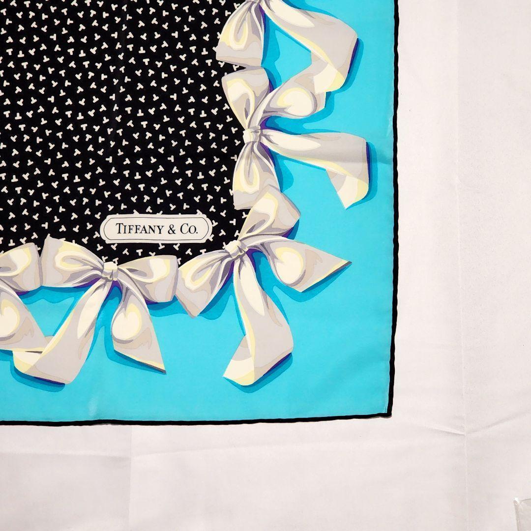 ☆Tiffany & Co.☆ スカーフ 大判 リボン Tロゴ スカイブルー