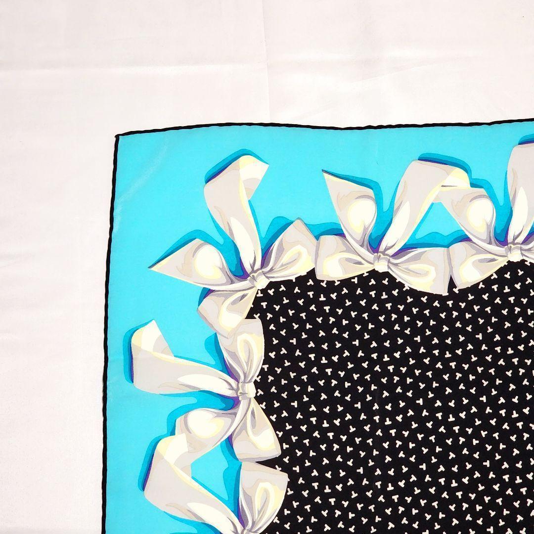 ☆Tiffany & Co.☆ スカーフ 大判 リボン Tロゴ スカイブルー