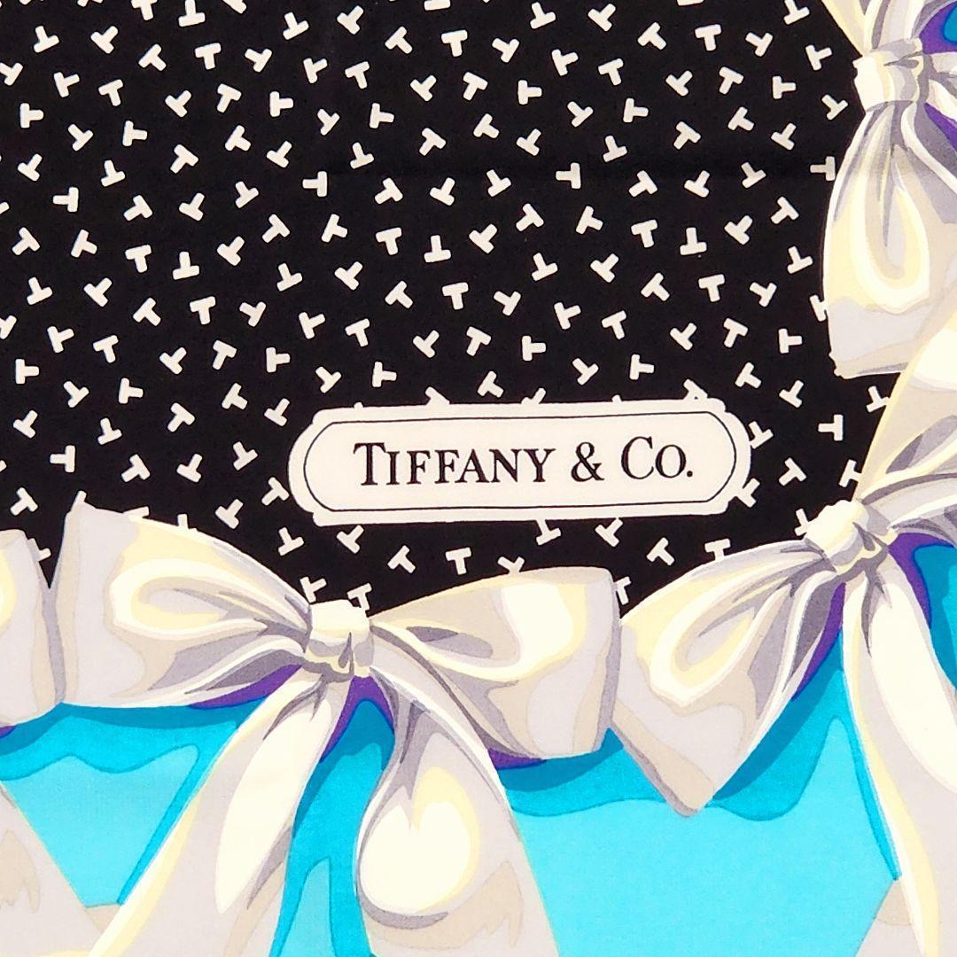 ☆Tiffany & Co.☆ スカーフ 大判 リボン Tロゴ スカイブルー
