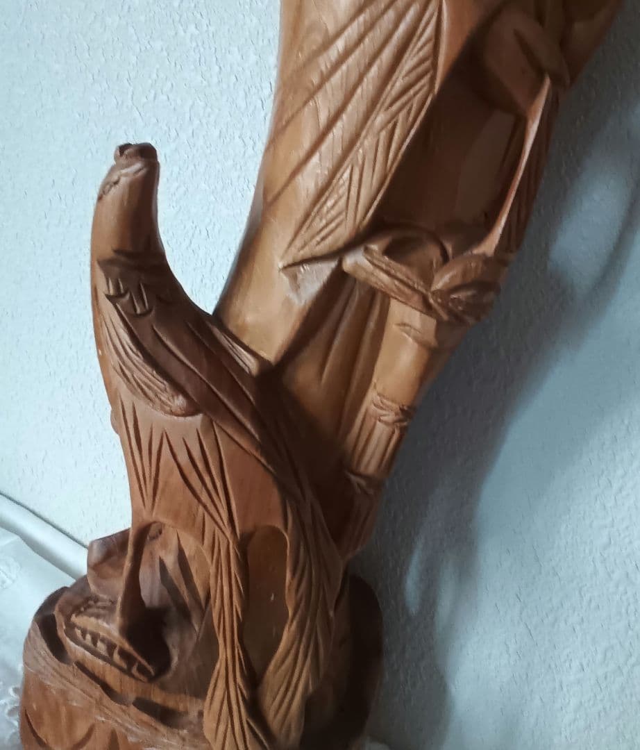 ✨木彫り鳳凰　観音菩薩仏像彫刻 約60cm