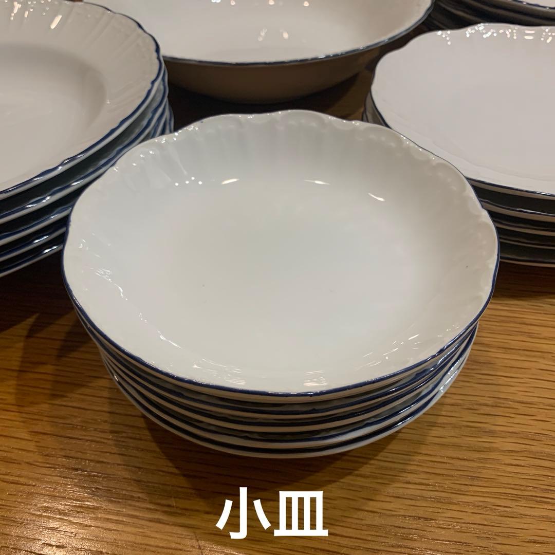 fancy CHINA 食器セット 31点 白 青縁 レトロ　大人数　パーティー