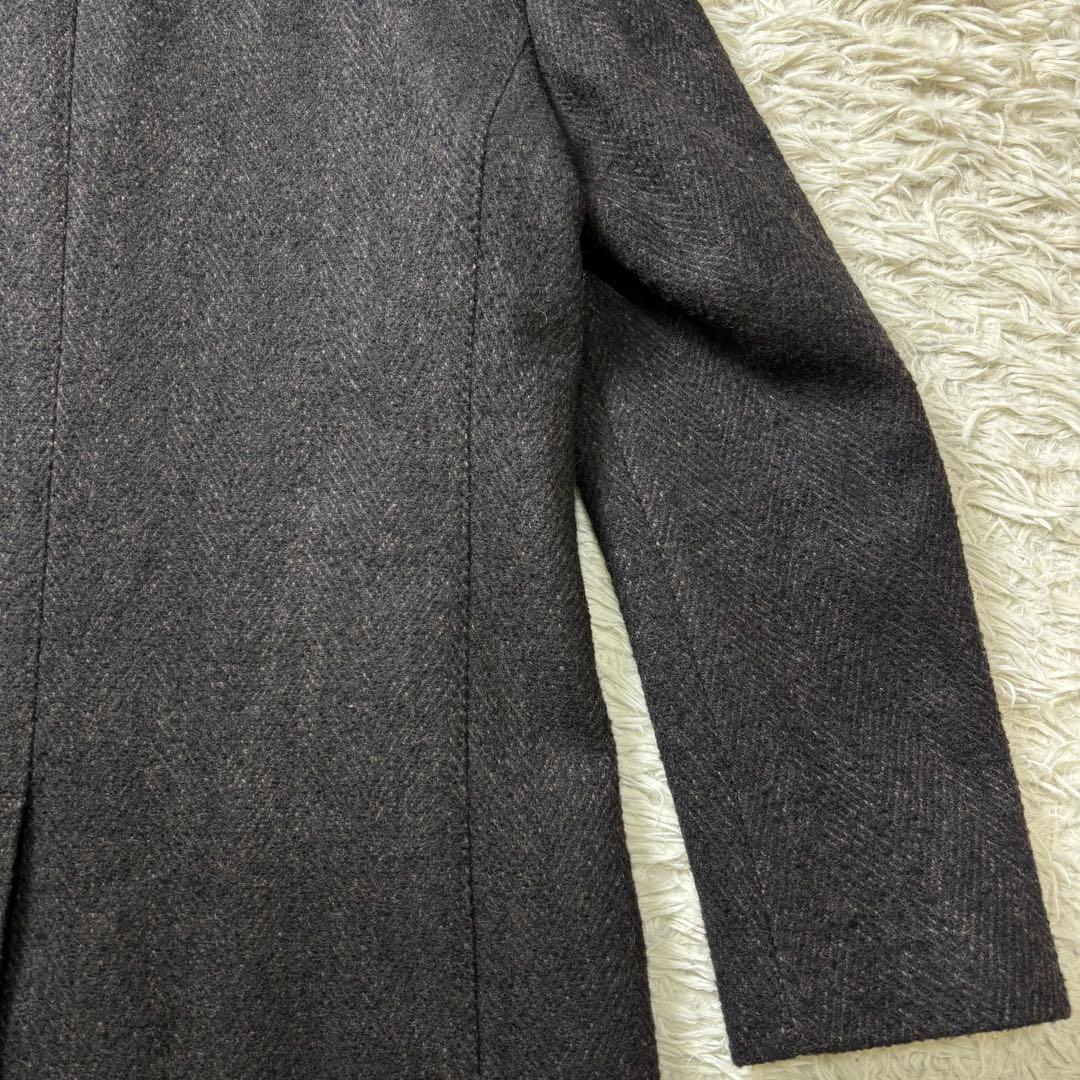 TAKEO KIKUCHI ダブルチェスターコート ヘリンボーン ブラウン 2