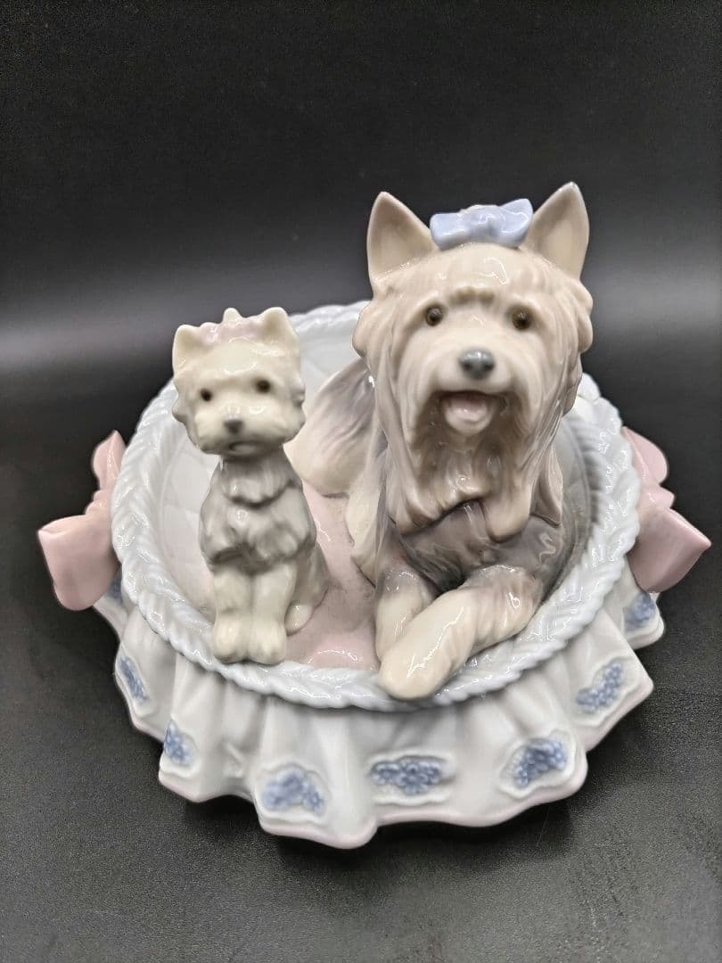 LLIADRO　「ヨークシャーテリア親子」ポーセリン(磁器)置物