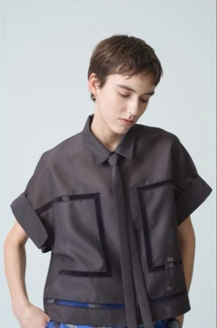 【25AW/新品/53,900円】ebureフラッフィーオーガンジーブラウス