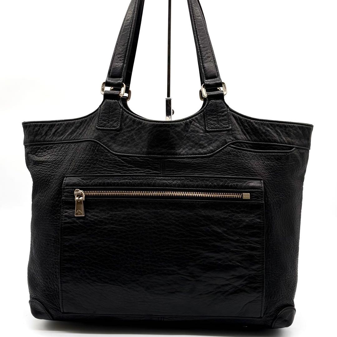 【極美品】アニアリ トートバッグ レザー 肩掛け A4可 チャーム付き ブラック