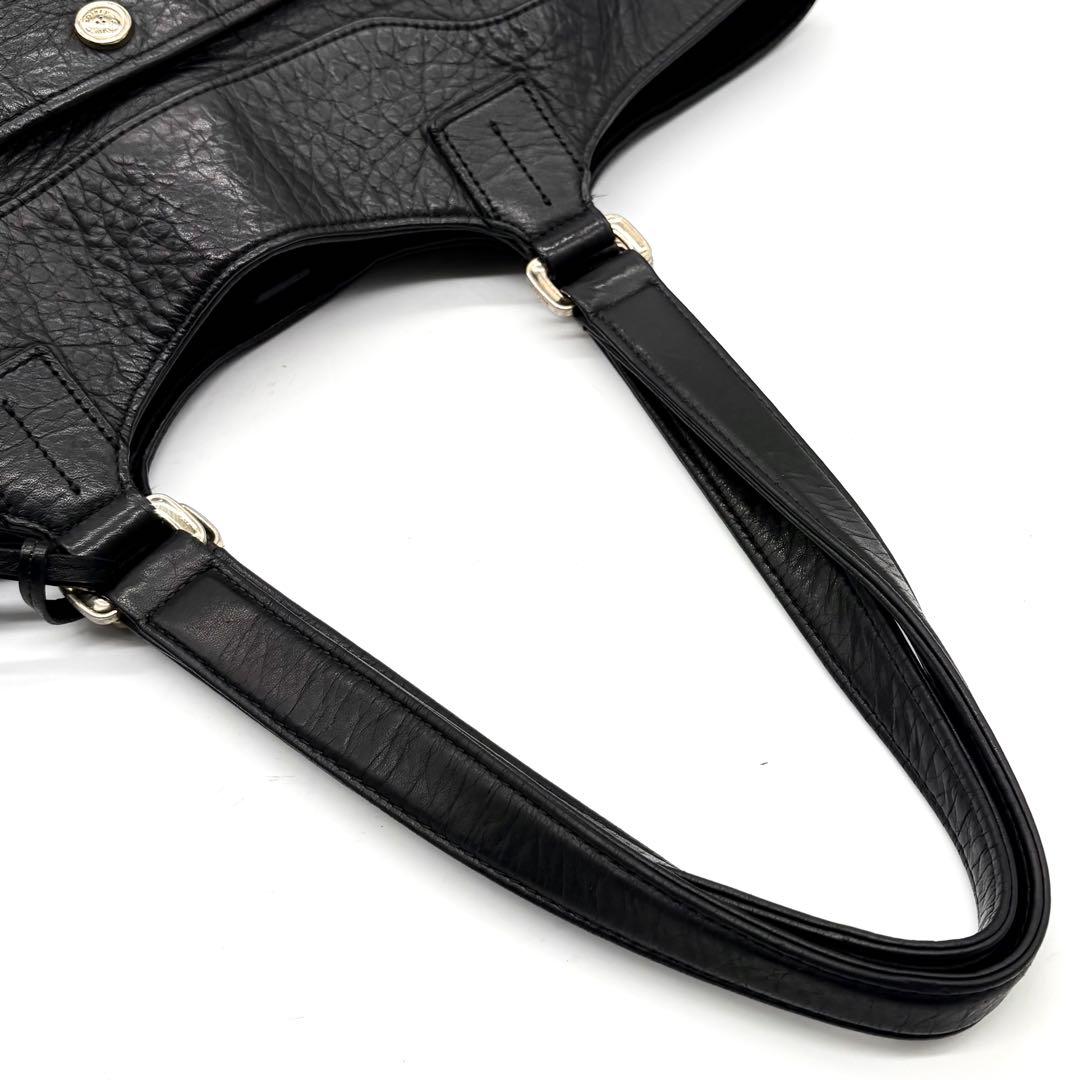 【極美品】アニアリ トートバッグ レザー 肩掛け A4可 チャーム付き ブラック