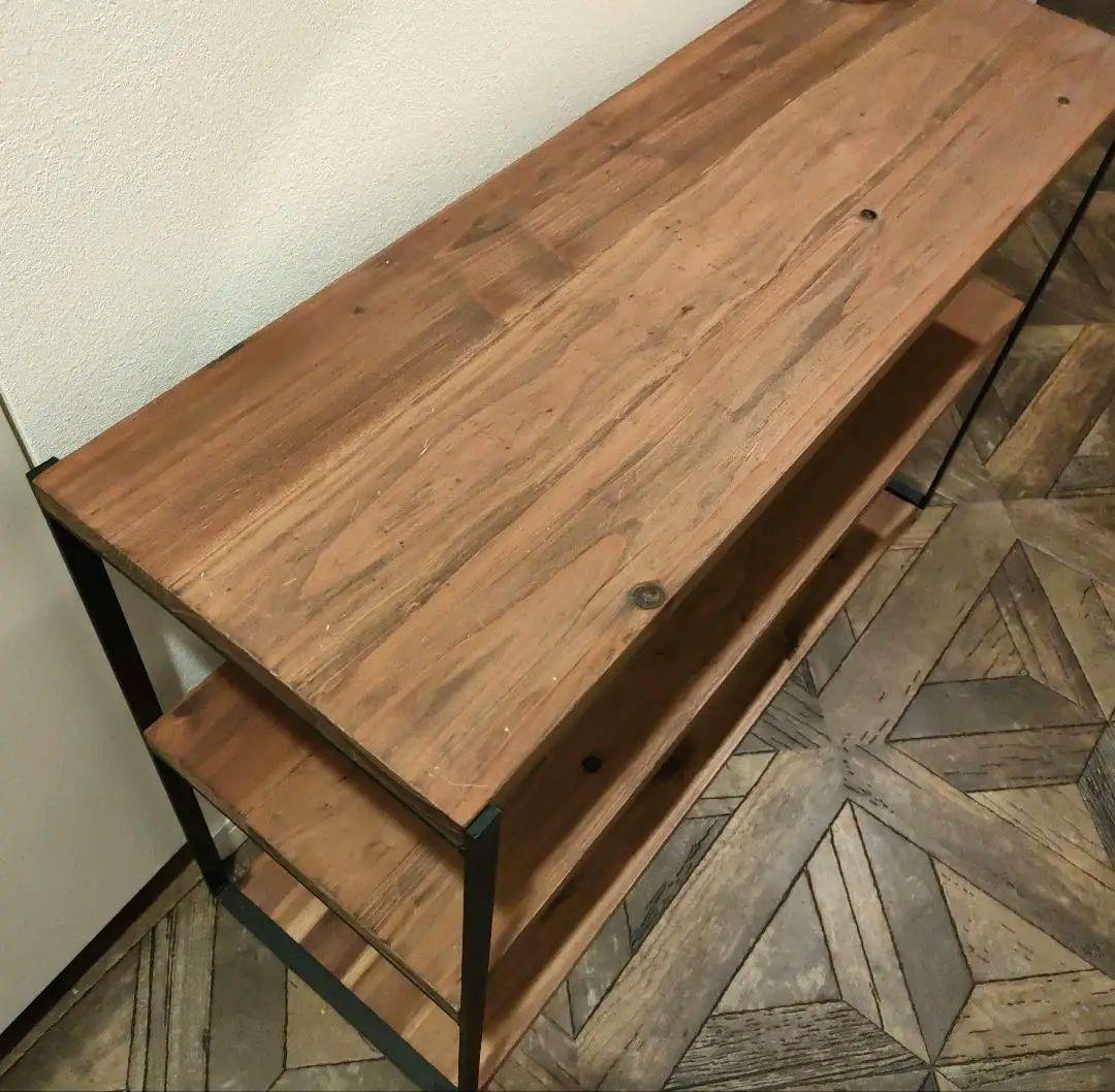 ブラウン木製オープンシェルフ 3段　アイアン　ウッド