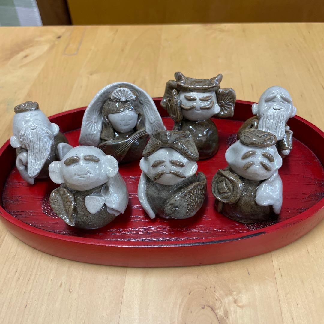 手造り　七福神　お盆付き
