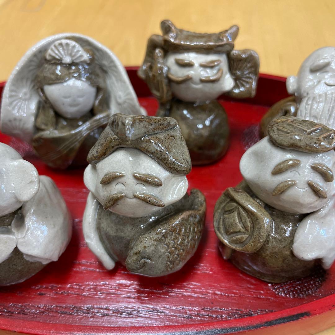 手造り　七福神　お盆付き