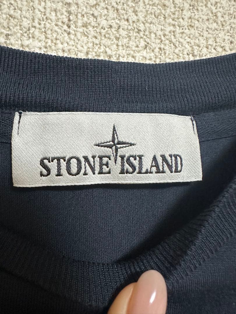 STONEストーンアイランド スリムフィットTシャツ ネイビーブルー