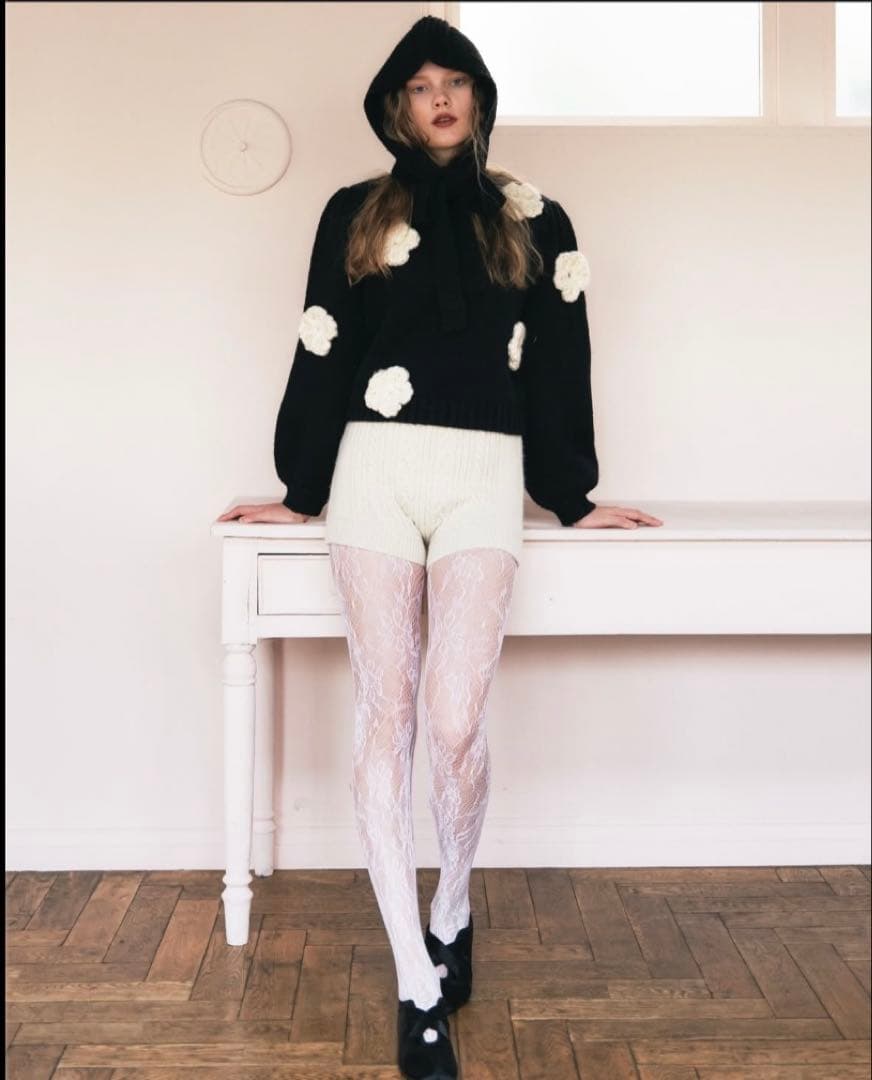 トップス honey me honey flower puff sleeve knit