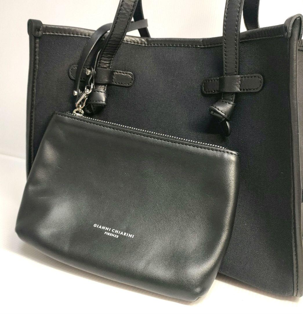 【人気✨️】GIANNI CHIARINI マルチェッラＳ　ブラックトートバッグ