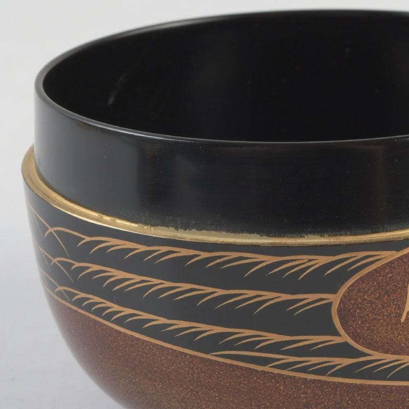 茶道具　漆塗　瑞雲造　老松蒔絵　平棗　共布共箱　V　9495