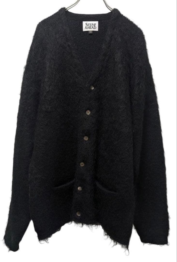 STEP AHEAD ブラック Vネック モヘアカーディガン L