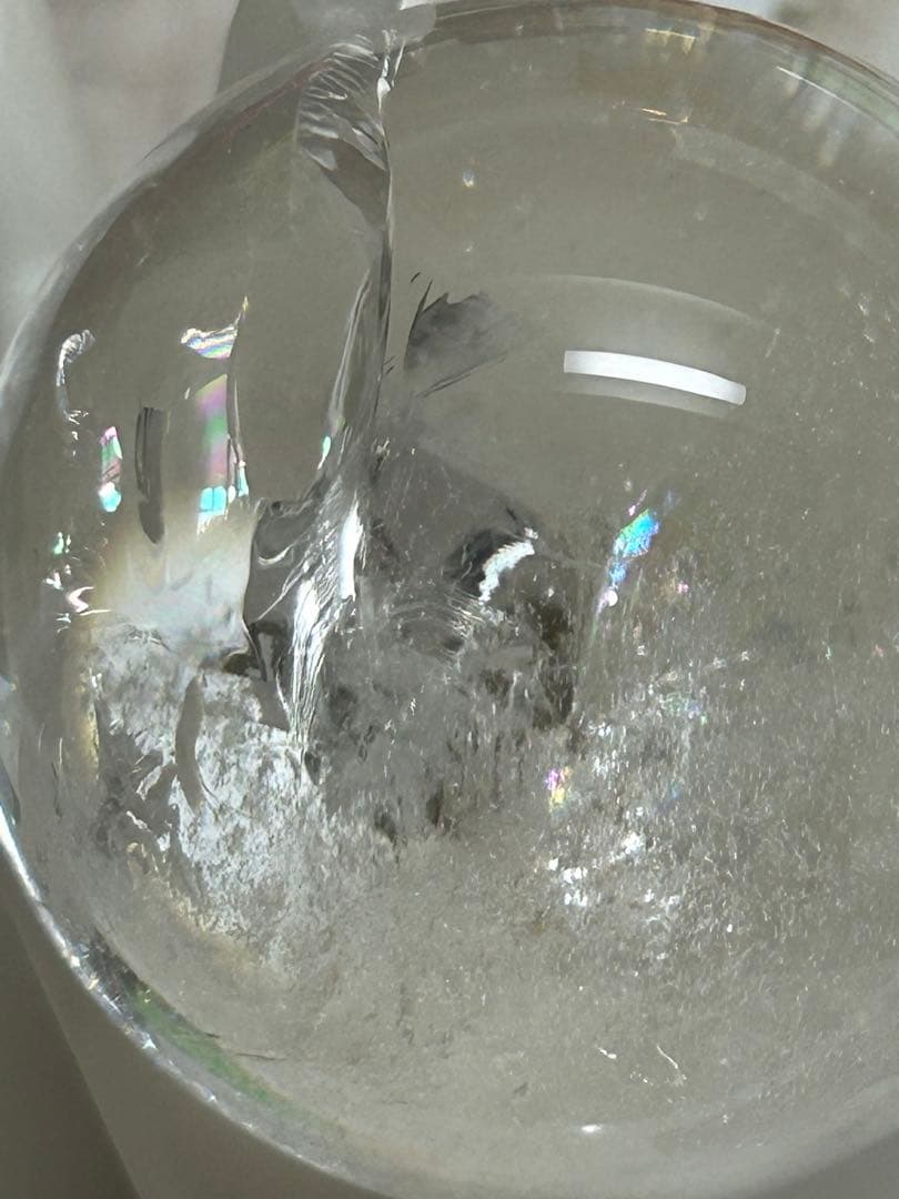 水晶インクォーツ　スフィア　 虹　天然石　置物
