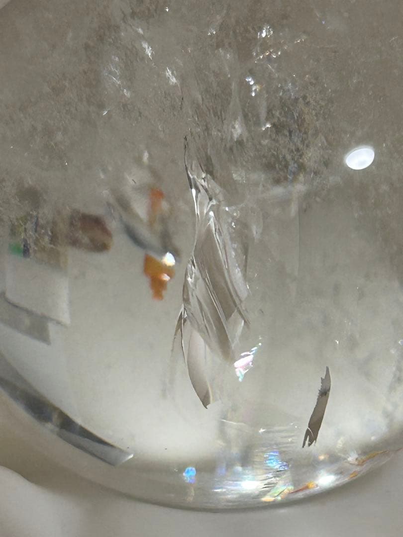 水晶インクォーツ　スフィア　 虹　天然石　置物