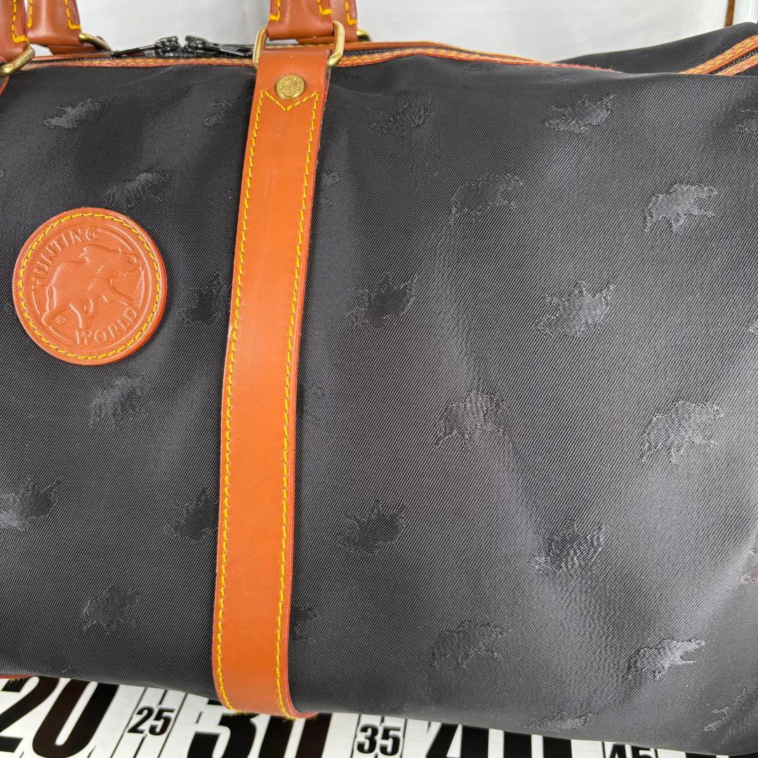 ✨美品✨ハンティングワールド ボストンバッグ ナイロン×レザー ブラック