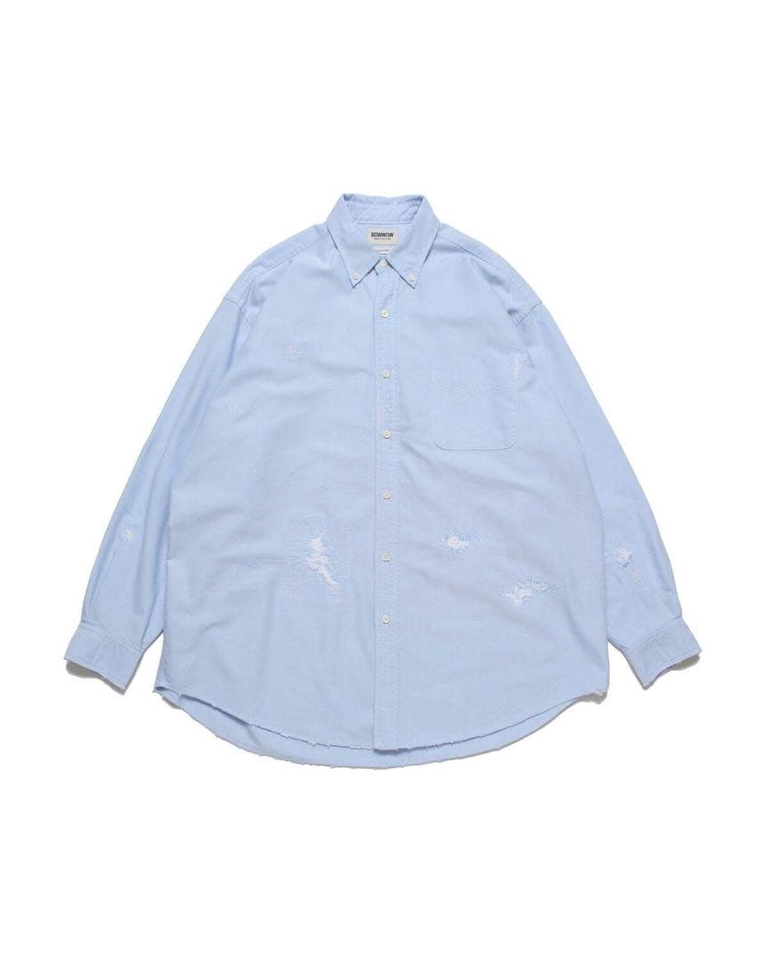 BOWWOW BEAMSライトブルー ダメージ加工 オーバーサイズシャツ