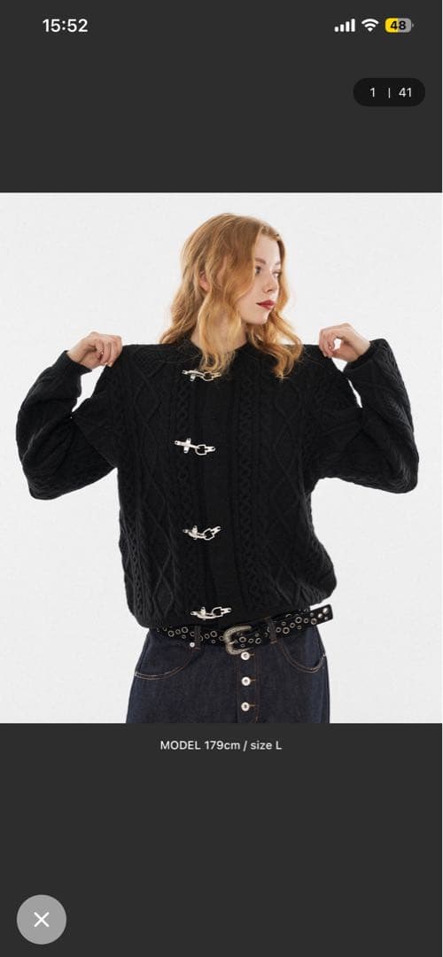 wish forever ファイヤーマンケーブルニットカーディガン