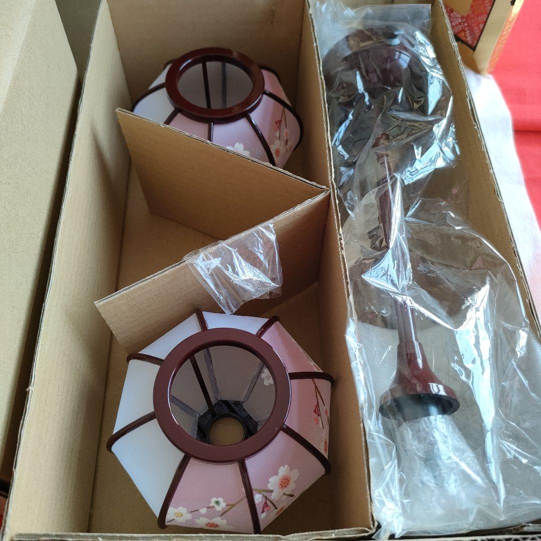 雛道具　雪洞 樹脂 しだれ桜コードレス(高さ32cm)桜橘(高さ18cm) 木製