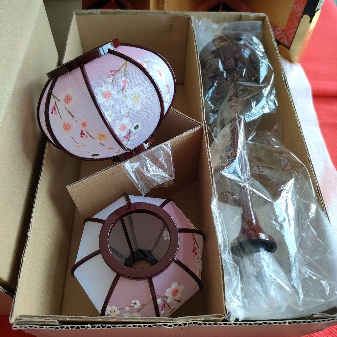 雛道具　雪洞 樹脂 しだれ桜コードレス(高さ32cm)桜橘(高さ18cm) 木製