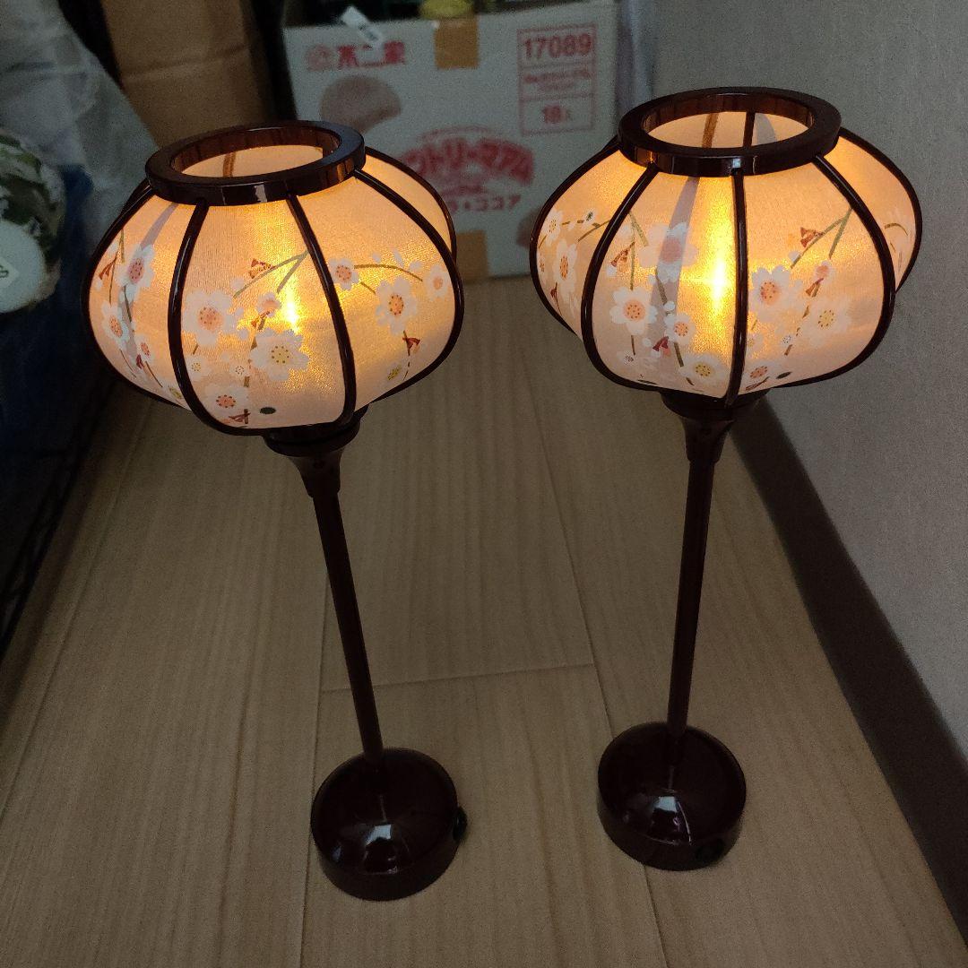 雛道具　雪洞 樹脂 しだれ桜コードレス(高さ32cm)桜橘(高さ18cm) 木製