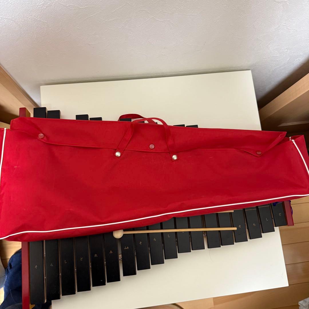 木琴 ゼンオン 紐交換済み 全音楽譜出版社 30音 半音 赤いキャリーバッグ付き