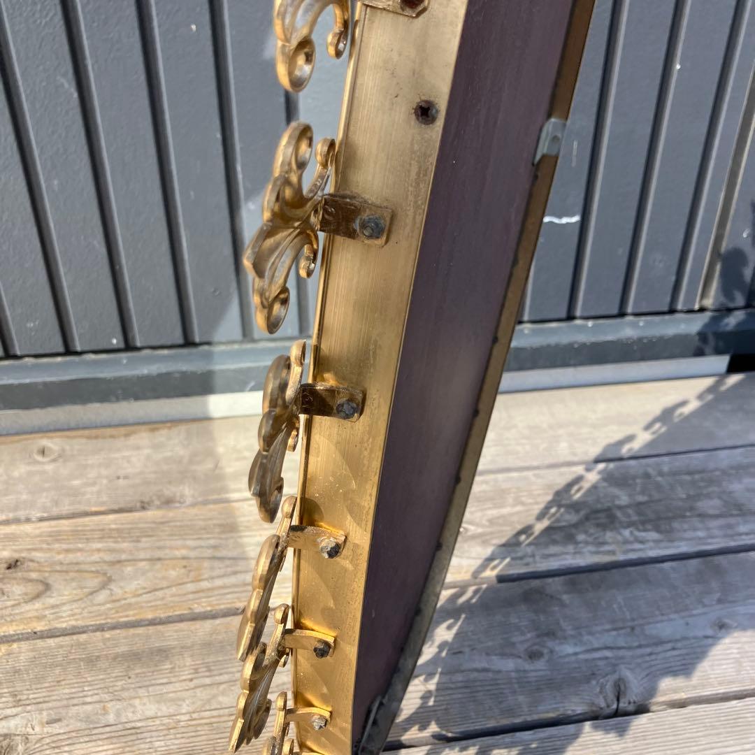 アンティーク 百合の紋章 シャンブール アイアンフレーム 楕円型 壁掛け鏡