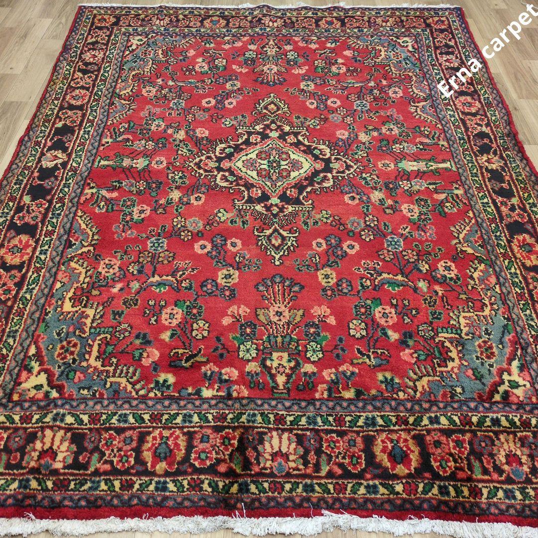 ペルシャ絨毯 298x210 手織り 美術品 草木染 ハマダン産クリーニング済み