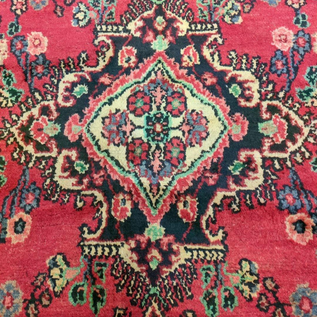 ペルシャ絨毯 298x210 手織り 美術品 草木染 ハマダン産クリーニング済み