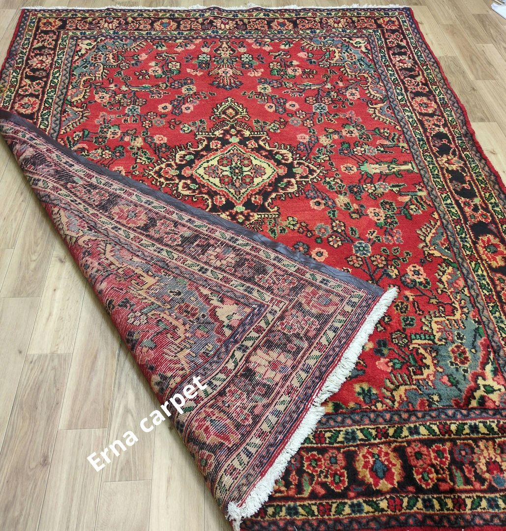 ペルシャ絨毯 298x210 手織り 美術品 草木染 ハマダン産クリーニング済み