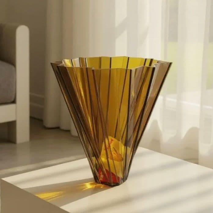 未使用 Kartell 花瓶 44cm 大型 イエロー系 フラワーベース