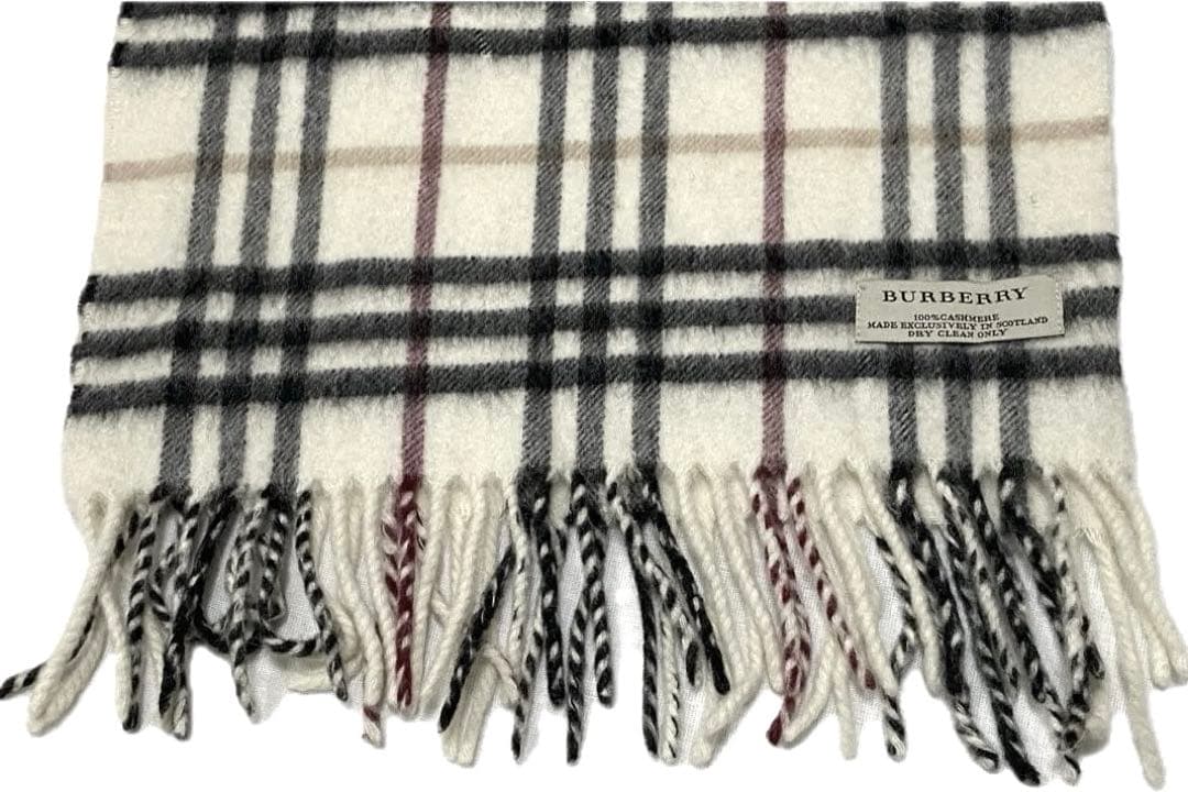 バーバリー マフラー ノバチェック カシミヤ 英国 スコットランド 近年ホワイト