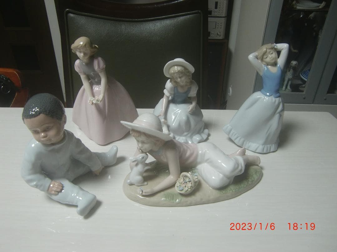 NADAL製【アヒルと少女・ウサギと少女・赤ちゃん・少女2点】リアドロＬ182