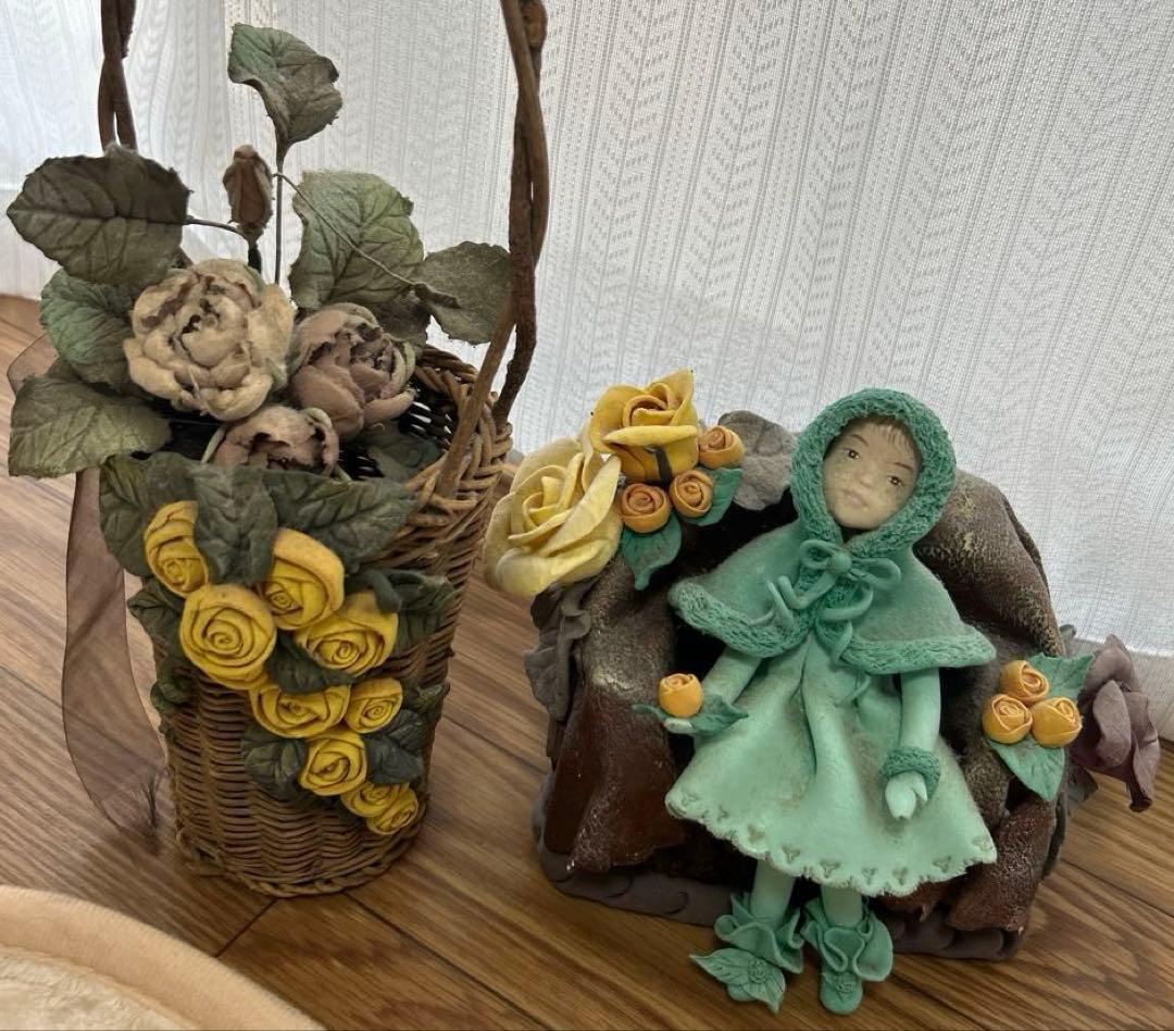 紙粘土創作人形　置き物　ハンドメイド　アンティーク　骨董品