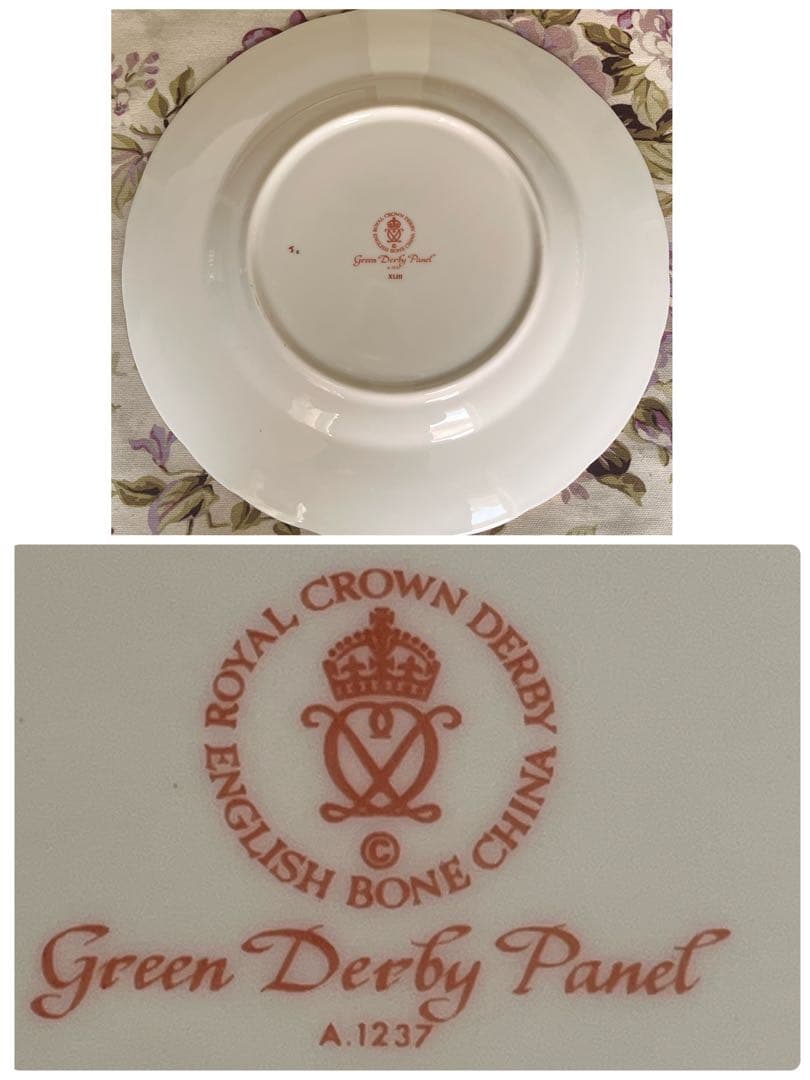 【希少品】ロイヤルクラウンダービー★ダービーグリーンパネル★豪華なディナー皿6枚
