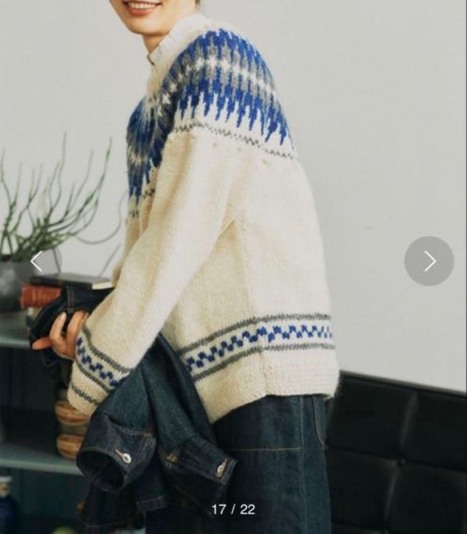 PAR ICI ネパール手編み 求心ジャカードポップコーンプルオーバー