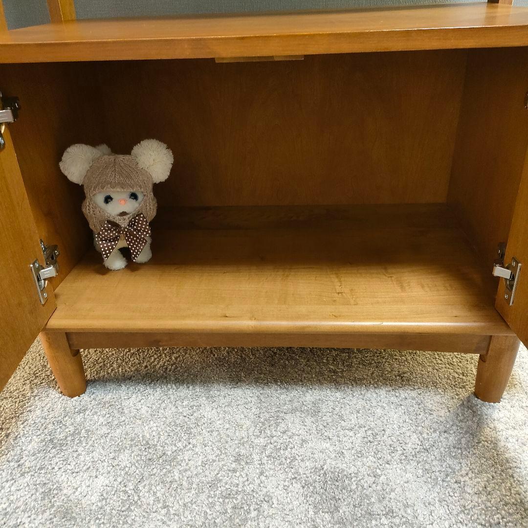 北欧風 木製ラック オープンシェルフ4段 扉付き収納