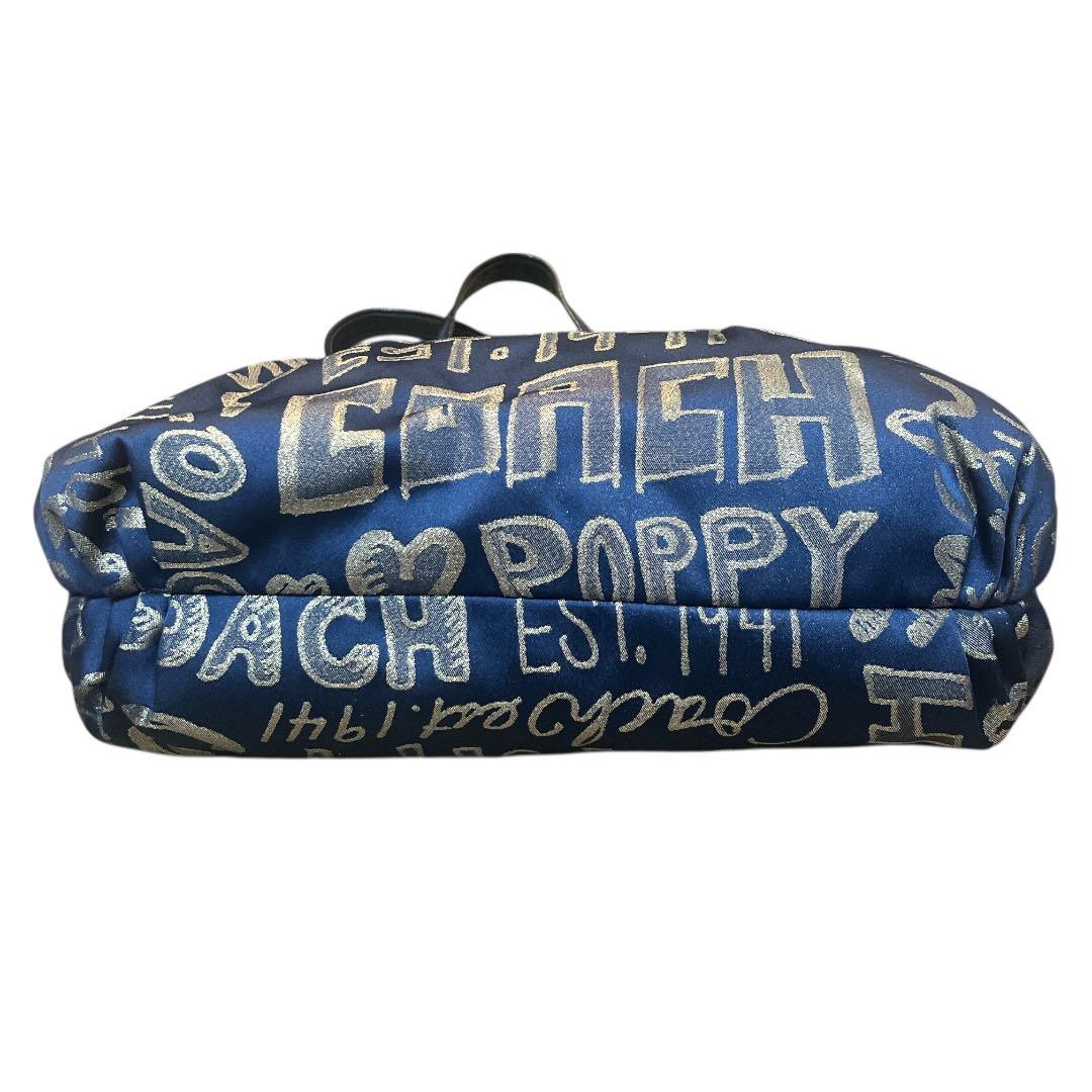 【極美品★人気】COACH POPPYトートバッグ ネイビー 肩掛け A4